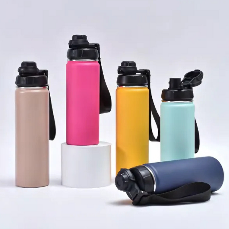 Garrafinha 900ml Aço Inox Academia Com Alça P/ Transporte