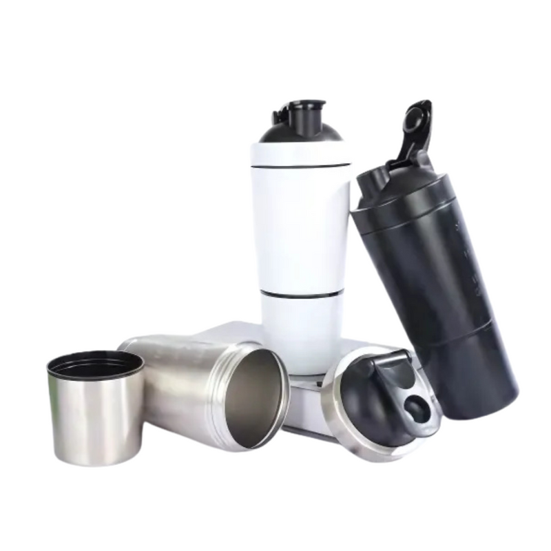 Coqueteleira Dupla Copo Térmico Inox Academia Tampa E Mola
